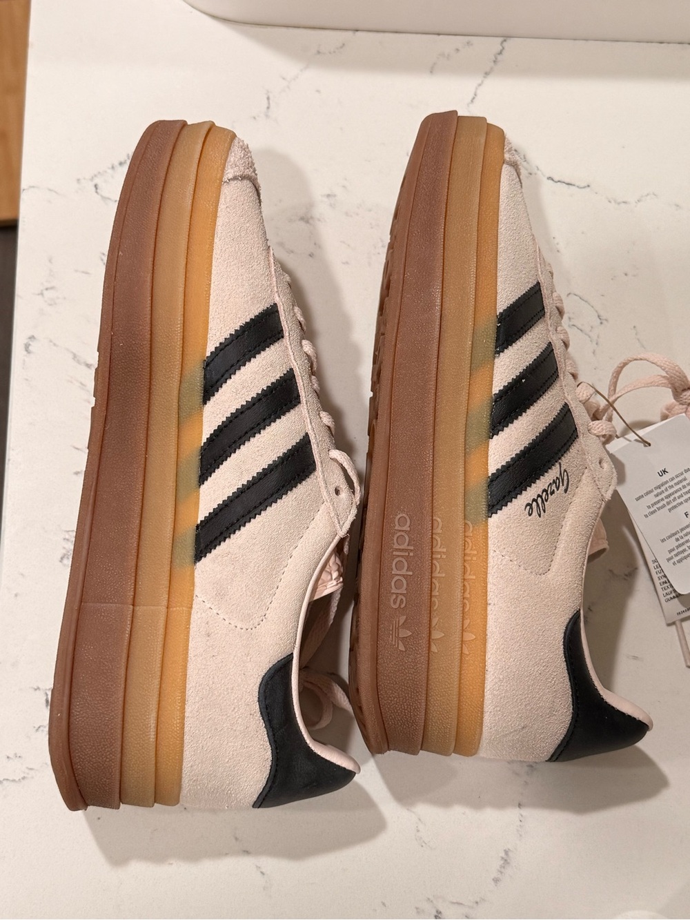 New adidas gazelle bold Pink Suede Sneakers with Black Three Stripes - Picture 3 of 5